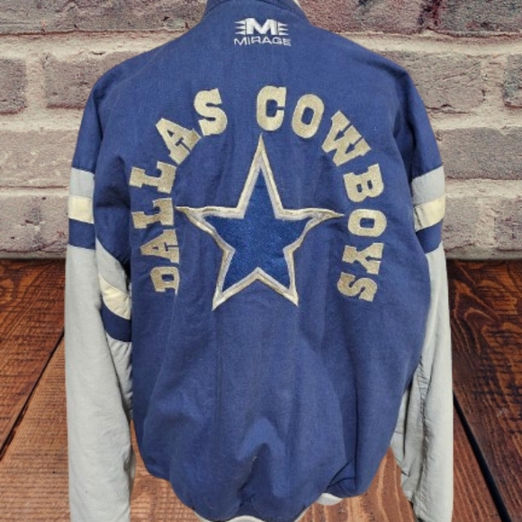 📣Vintage NFL Mirage Unisex DALLAS 🏈 COWBOYS ⭐ Varsity Bomber Jacket 🧥 Coat L - Picture 2 of 7